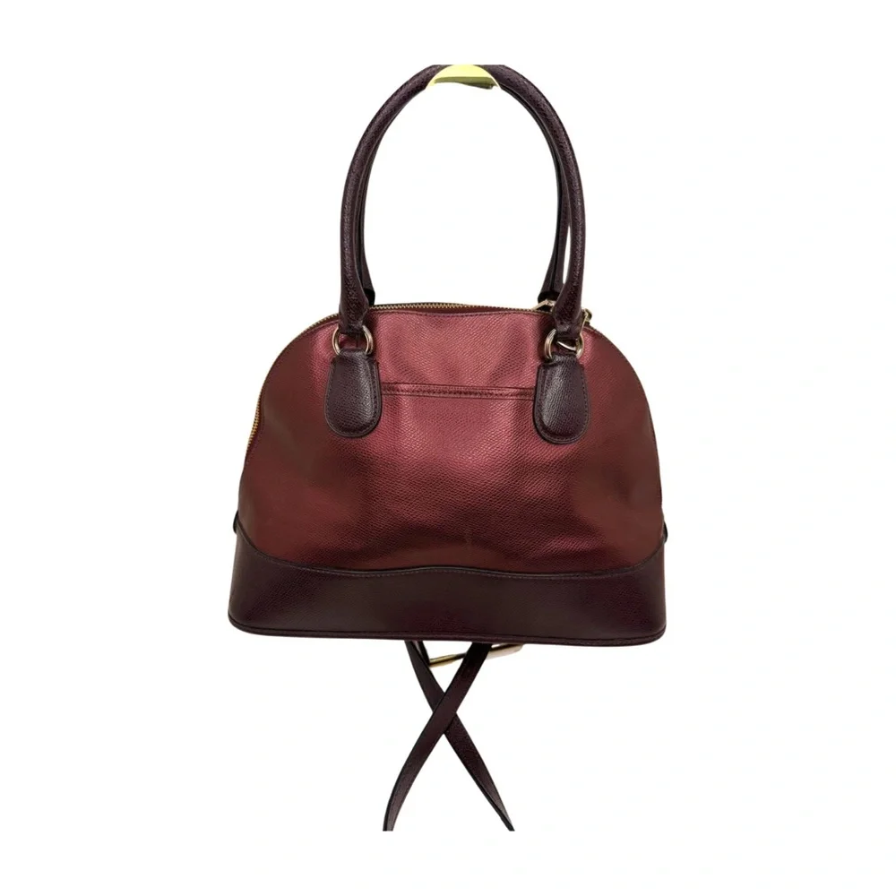 Coach 2015 F36057 Cora Dome Oxblood Colorblock Metallic Leather Satchel
